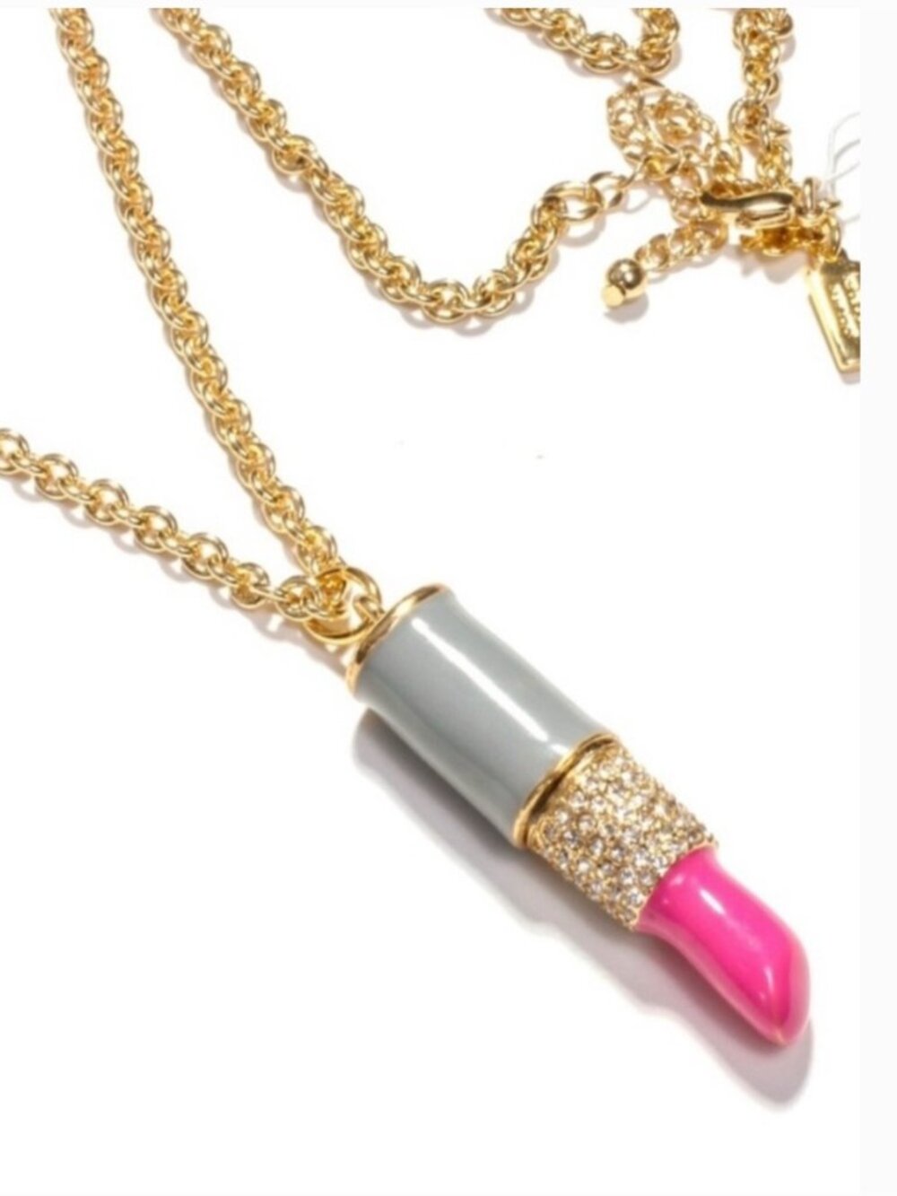 KATE SPADE NEW YORK *KISS & MAKE-UP LIPSTICK PENDANT NECKLACE